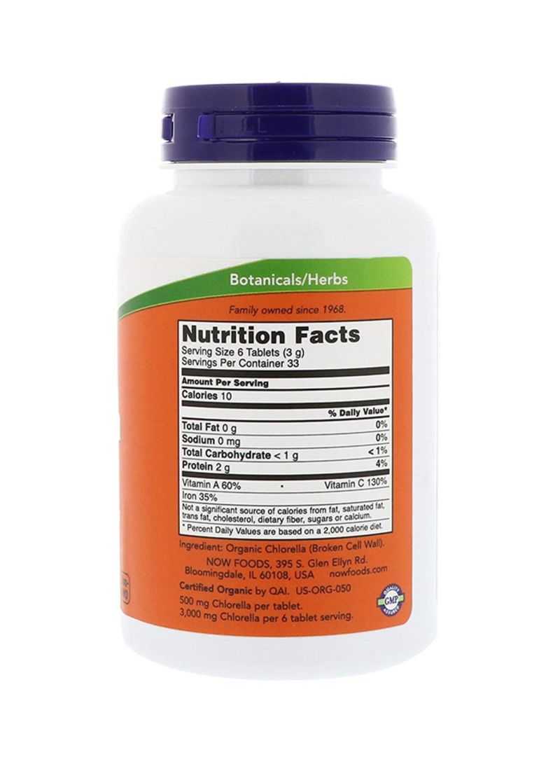Now Certified - Organic Chlorella Super Green 500mg - 200 Tablets - Image 1