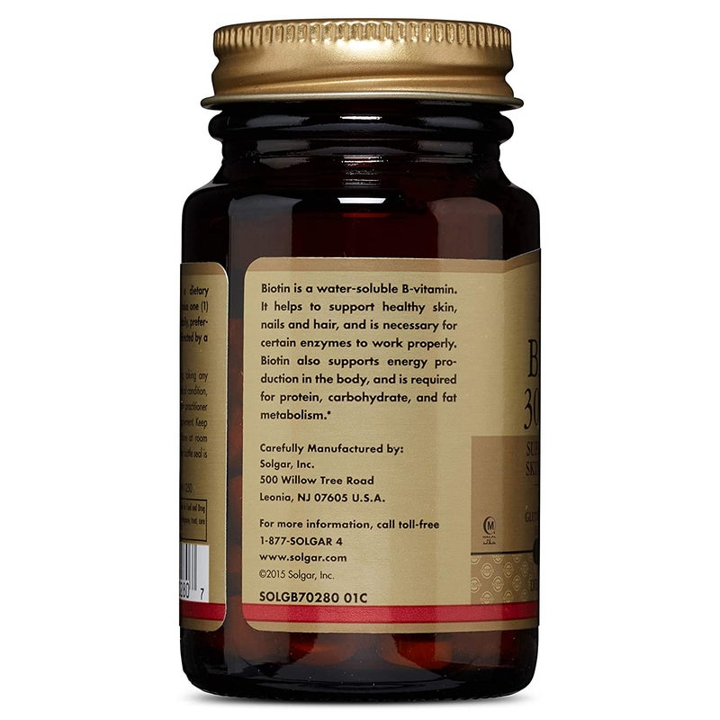 Solgar Biotin Dietary Supplement 300mcg - 100 Tablets - Image 4