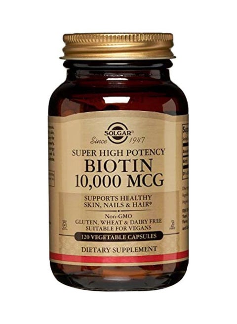 Biotin Dietary Supplement 10000mcg - 120 Vegetable Capsules