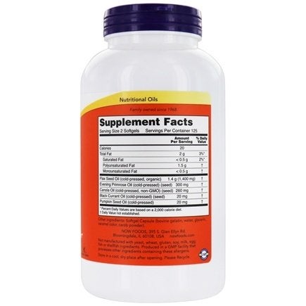Now Foods Omega 3-6-9 Essential Fatty Acid 1000mg - 250 Softgels  - Image 2