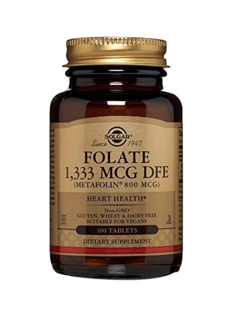 Solgar 2-Piece Folate DFE Supplement 1333mcg - 100 Tablets - Image 1