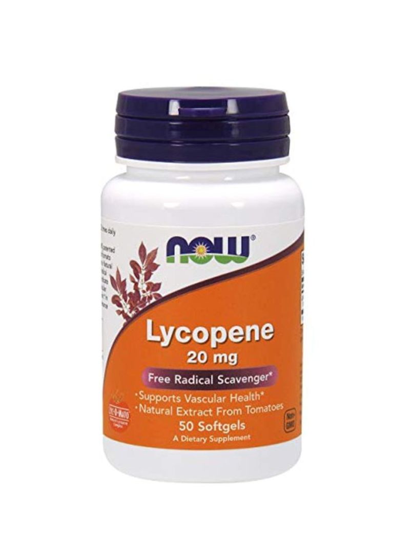 Now Foods Lycopene Dietary Supplement 20mg - 50 Softgels - Image 1