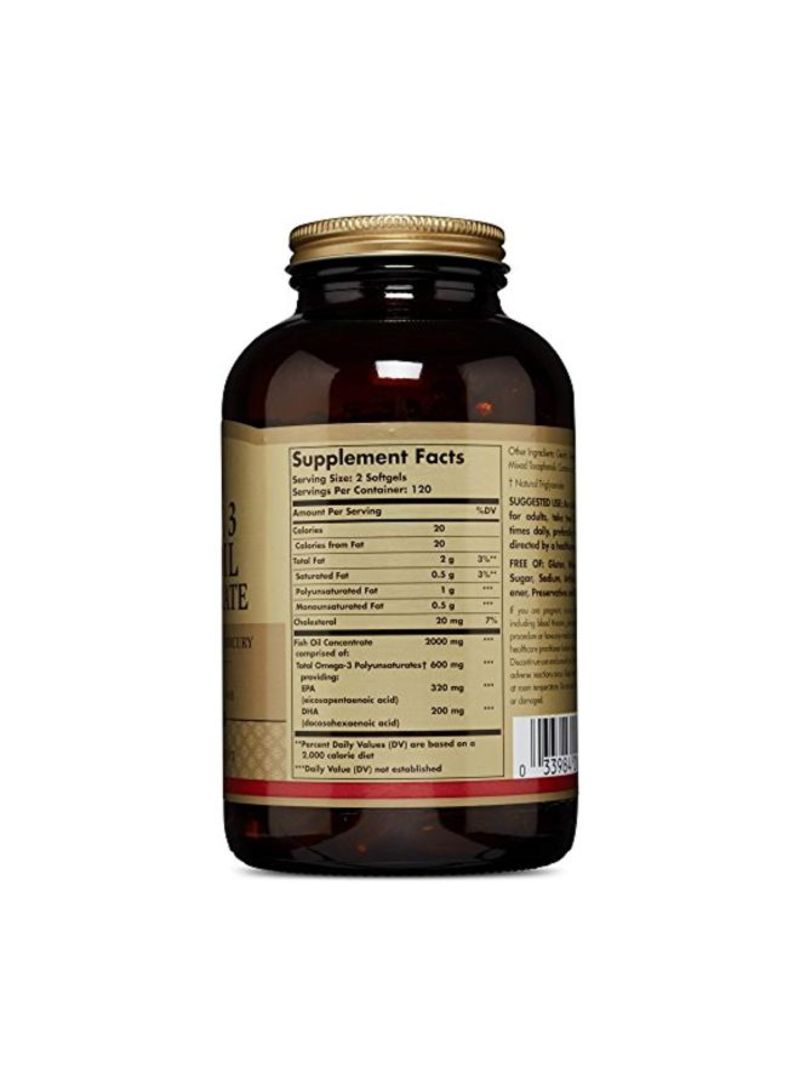 Solgar Omega 3 Fish Oil Concentrate Dietary Supplement - 240 Softgels - Image 2