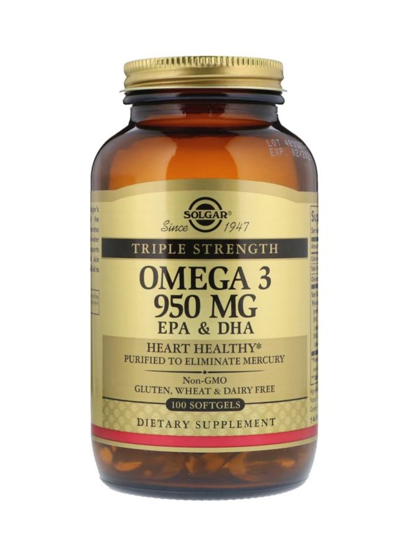 Solgar - Triple Strength Omega-3 Dietary Supplement 950mg - 100 Softgels - Image 1