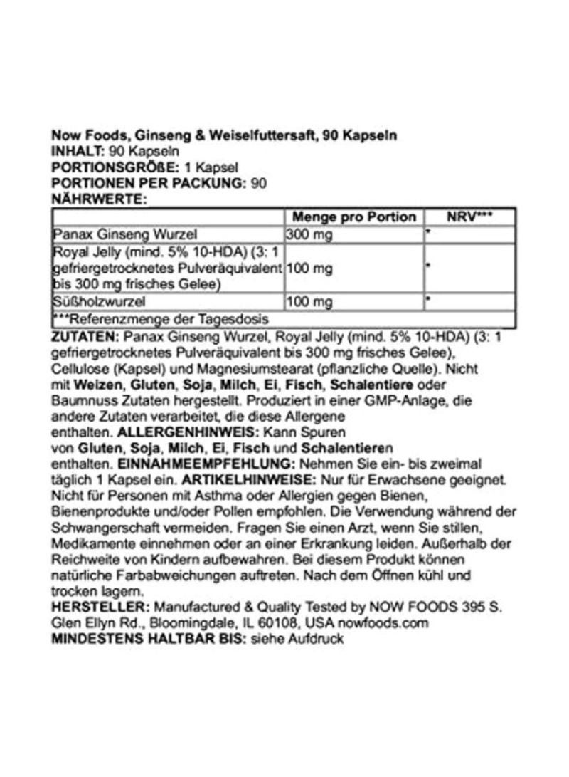 ناو فودز مكمل غذائي باللجينسنغ وغذاء ملكات النحل - 90 كبسولة - Image 3
