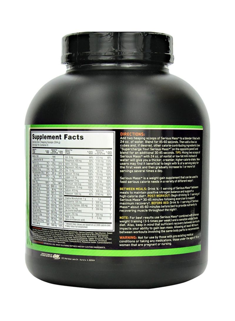 Optimum Nutrition Serious Mass Protein - Chocolate - 2.72 Kg  - Image 3