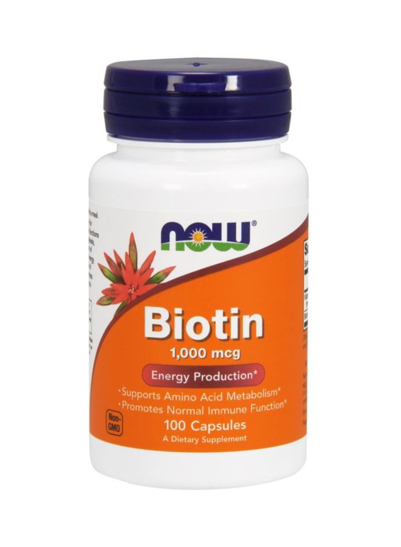 Now Foods - Biotin 1000 mcg Diatery Supplement - 100 Capsules - Image 1