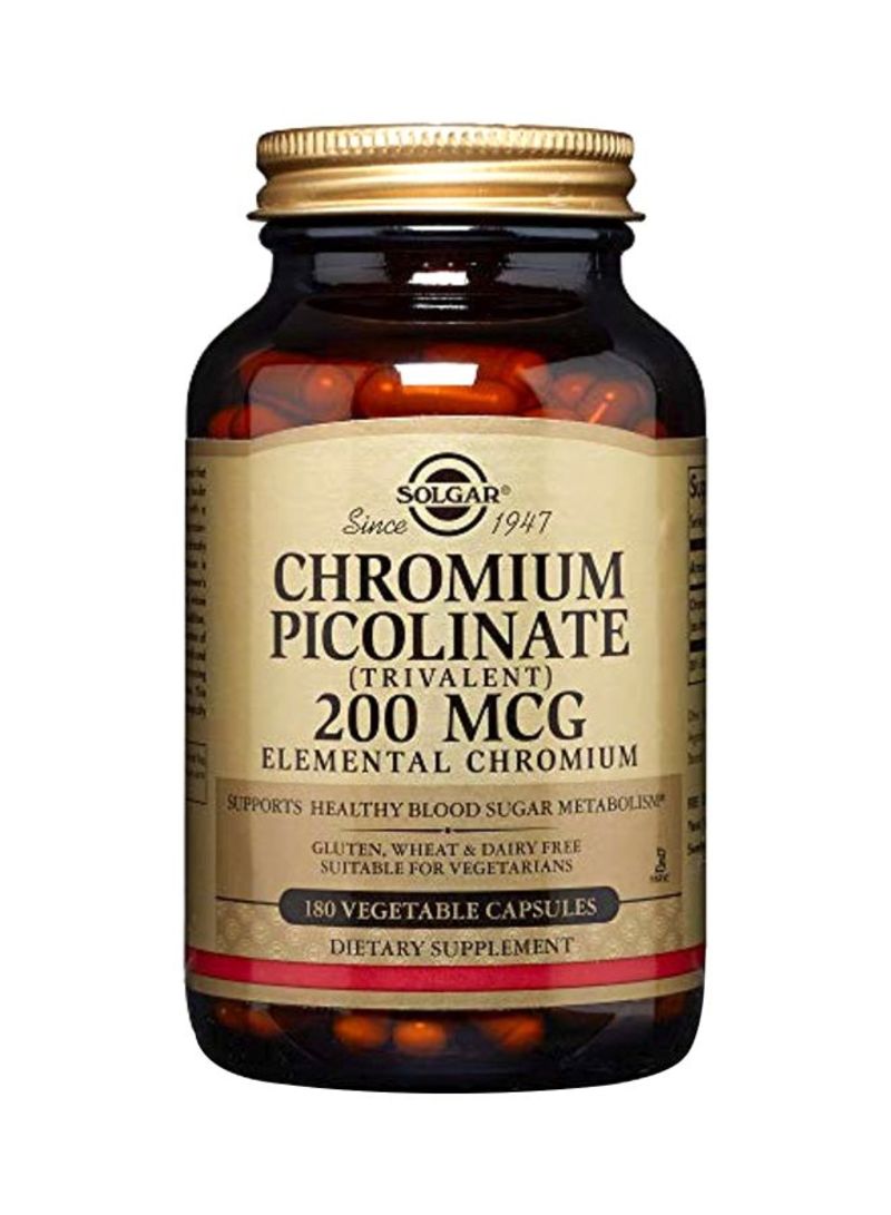 Solgar Chromium Picolinate 200 mcg Dietary Supplement - 180 Vegetable Capsules - Image 1