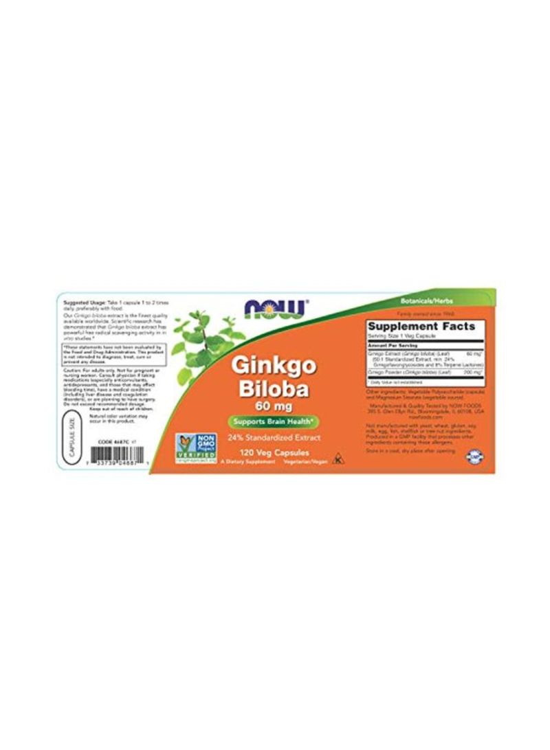 Now Foods Ginkgo Biloba 60 mg - 120 Capsules - Image 2
