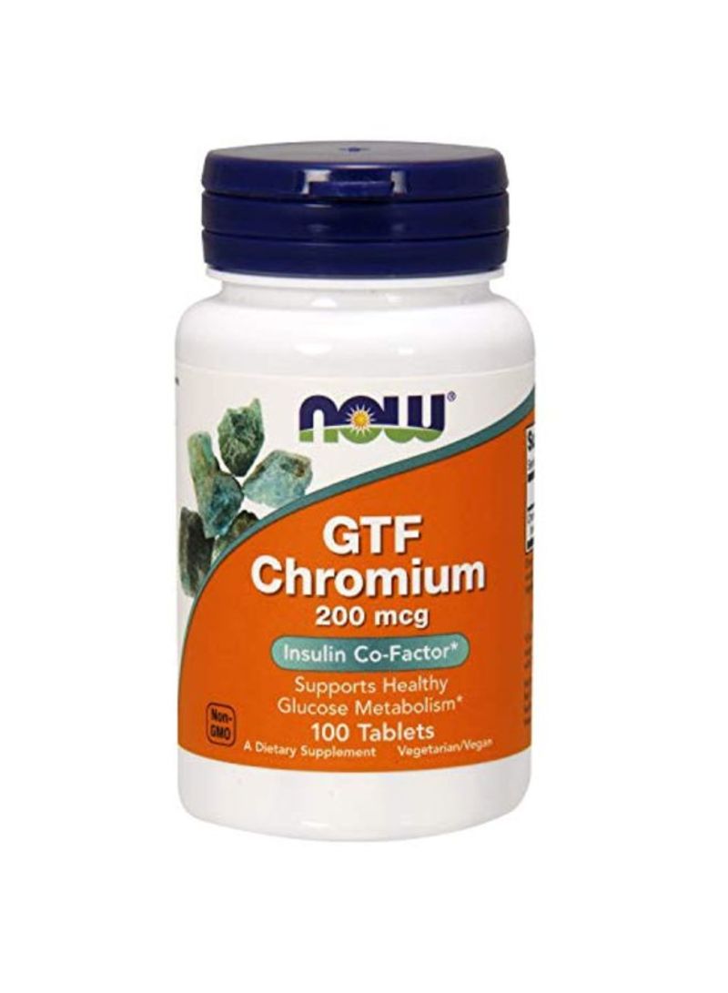 Now Foods GTF Chromium 200 mcg Dietary Supplement - 100 Tablets  - Image 1