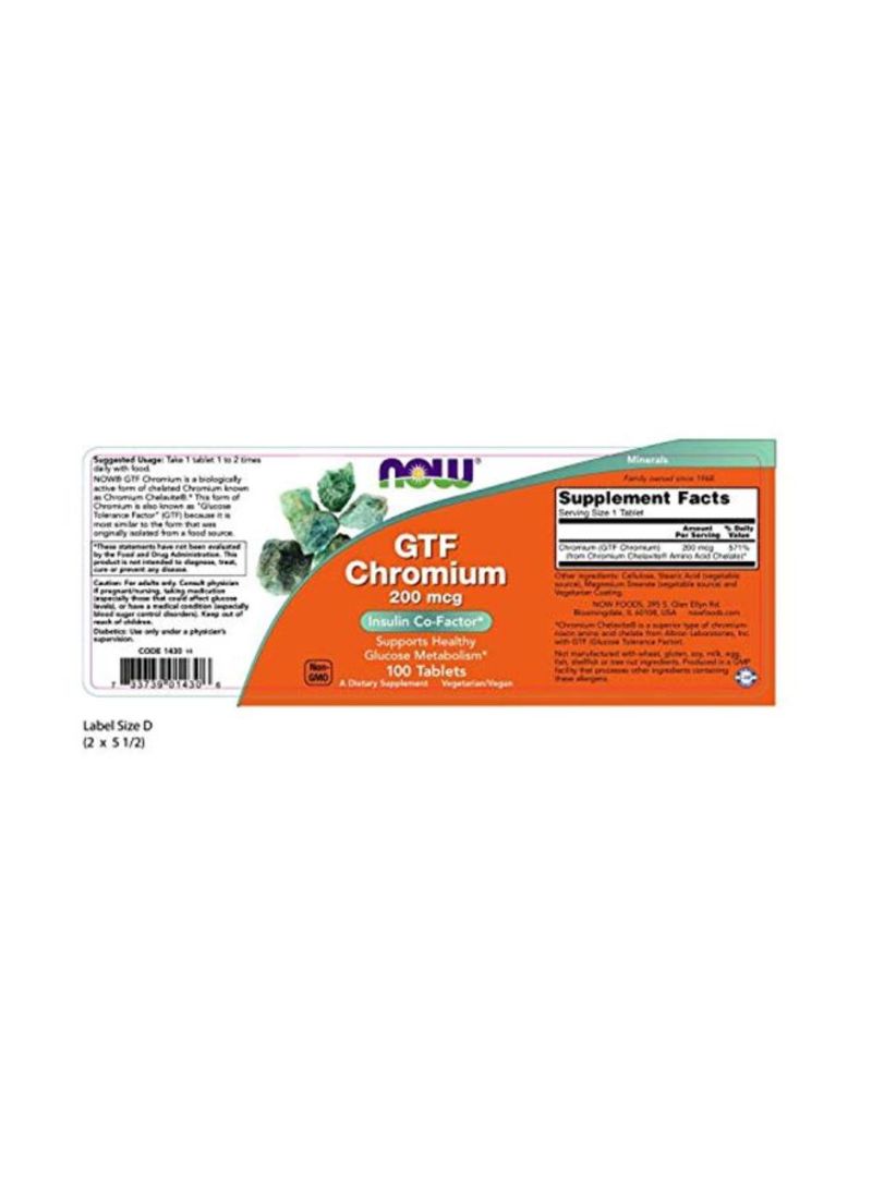 Now Foods GTF Chromium 200 mcg Dietary Supplement - 100 Tablets  - Image 2
