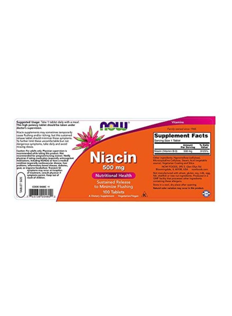 Now Foods Niacin 500 mg Dietary Supplement - 100 Tablets - Image 2