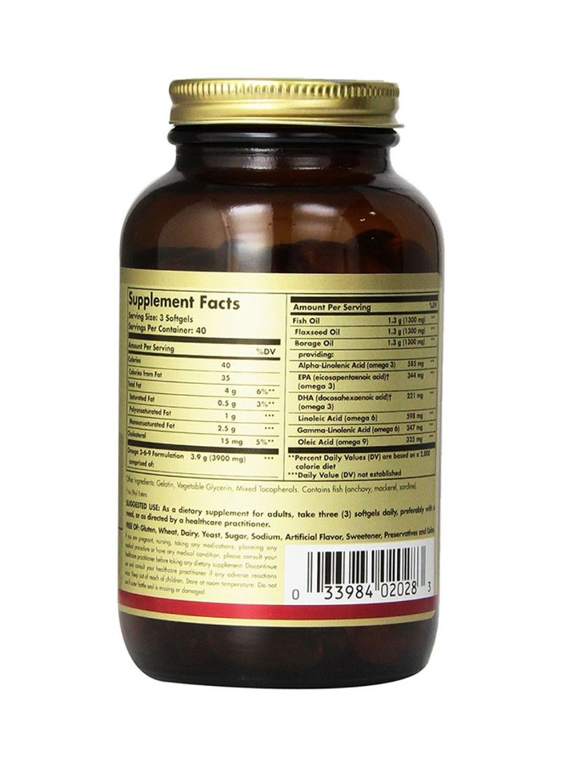 Solgar Omega 3-6-9 Fish Flax Borage - 120 Softgels - Image 3