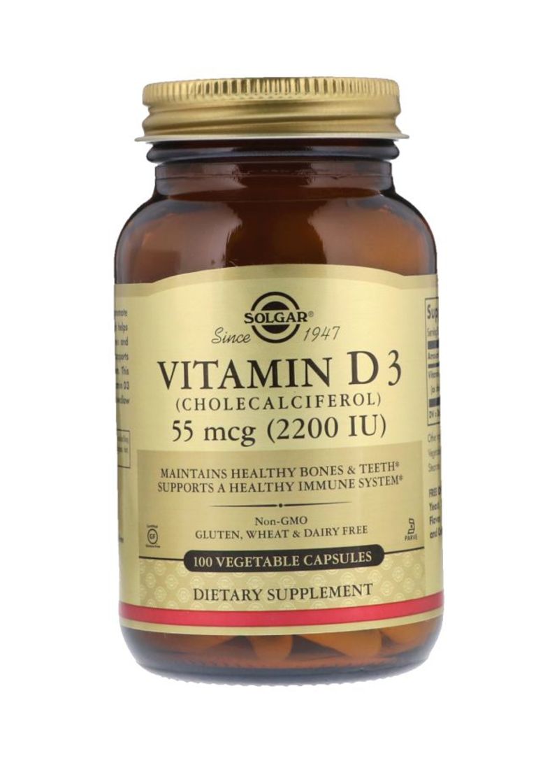 Solgar Vitamin D3 55 mcg 2200IU Dietary Supplement -100 Vegetable Capsules