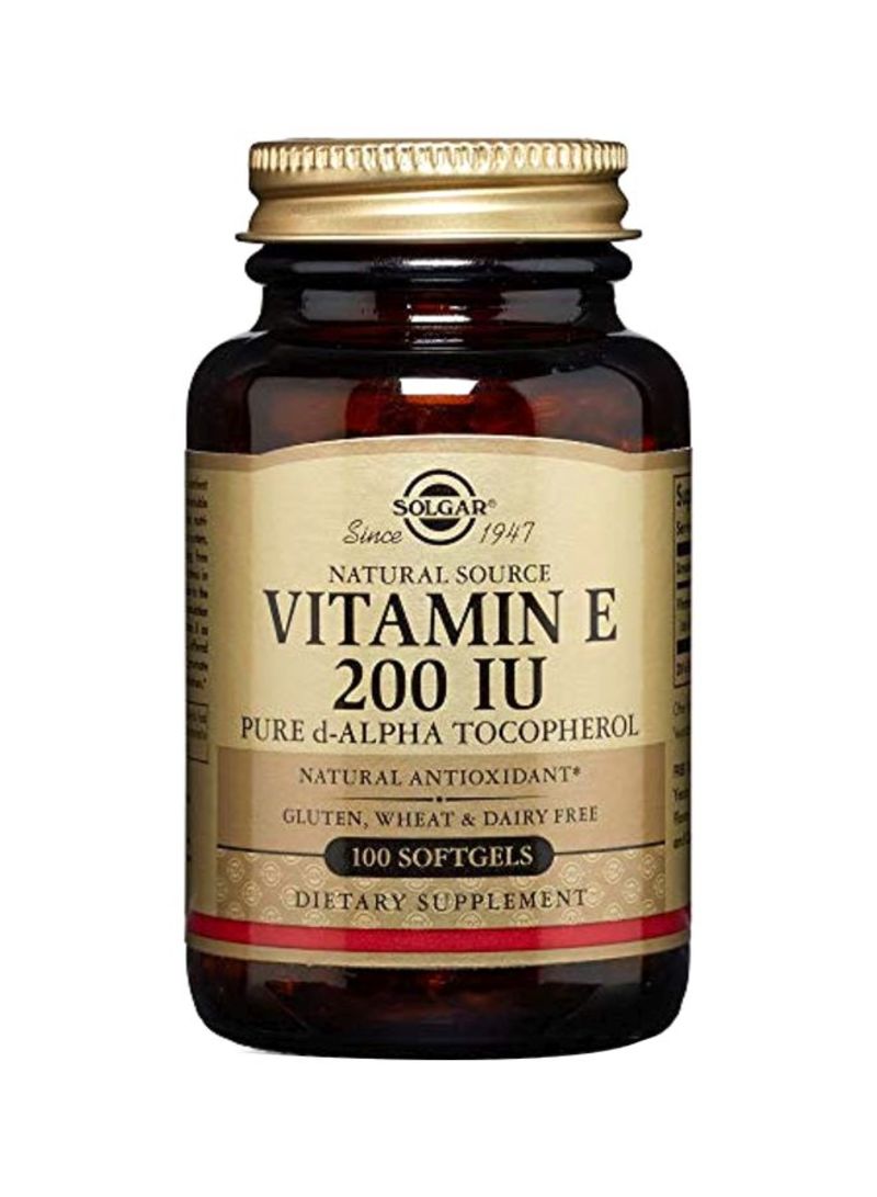 Solgar Natural Source Vitamin E Dietary Supplement 200 IU - 100 Capsules - Image 1