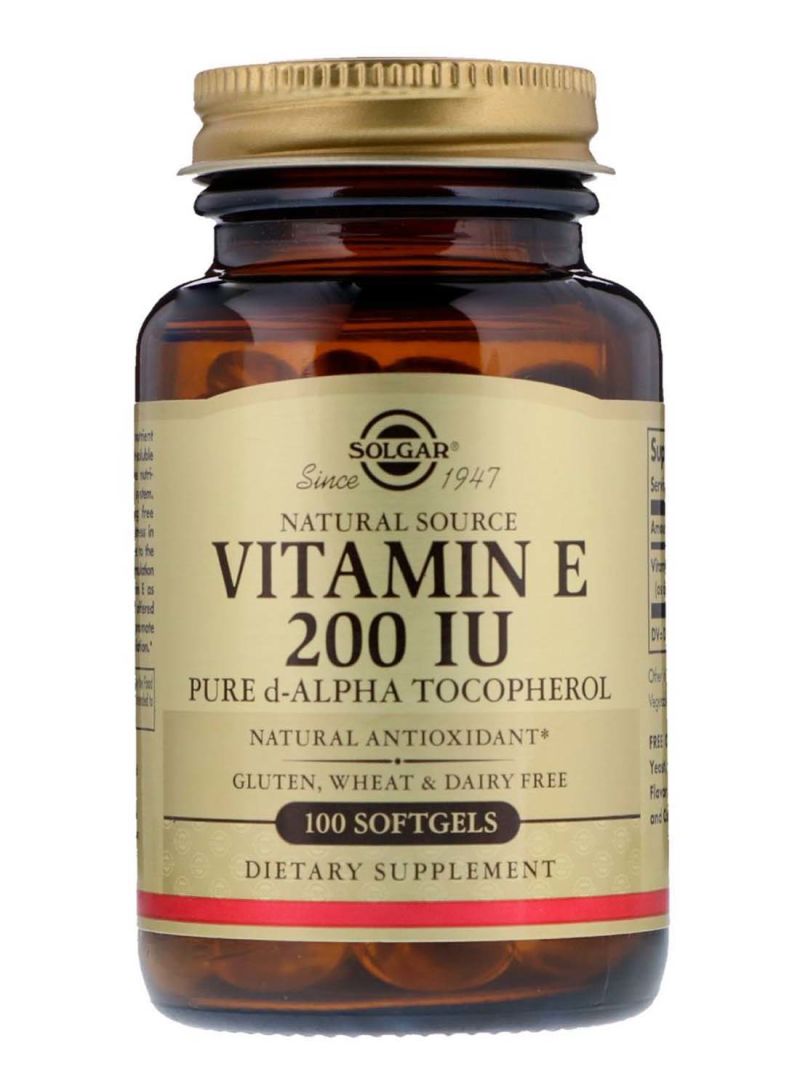 Solgar Vitamin-E 200 IU Pure d-Alpha Tocopherol - 100 Softgels