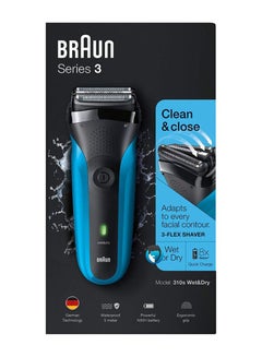 BRAUN Series 3 310S Rechargeable Electric Shaver Silver/Black/Blue 8x4.4inch  - Image 2