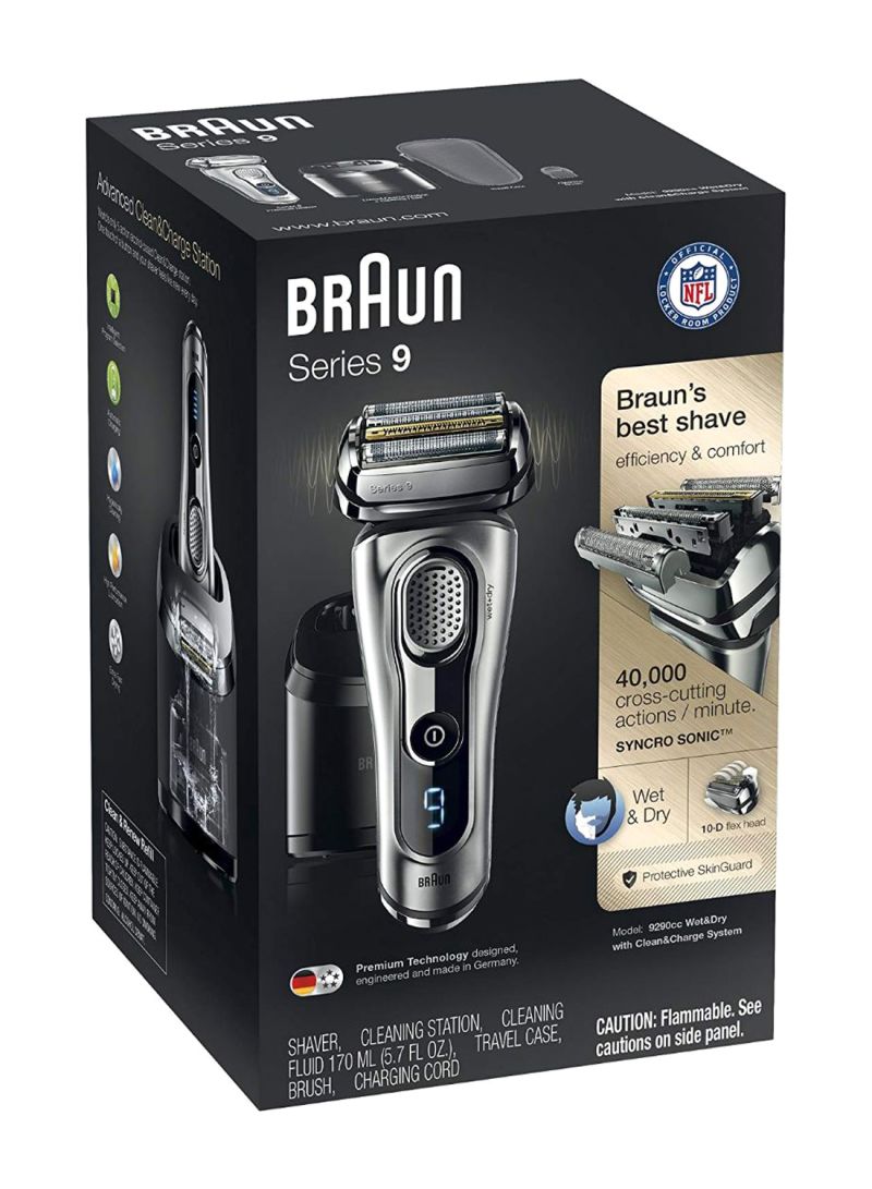 BRAUN - Series 9 9290cc Rechargeable Electric Shaver Kit Black/Silver/Blue 9.9x6.2inch - Image 1