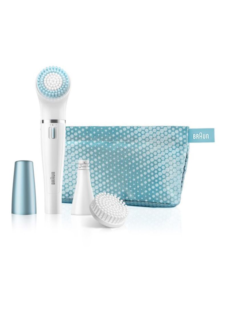 براون فرشاة لتنظيف الوجه مع أداة لإزالة الشعر أبيض/أزرق - Image 2