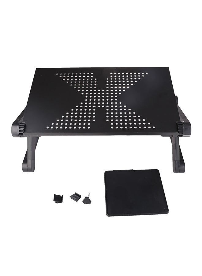 Adjustable Laptop Stand Aluminum Alloy Bed Table Stand Foldable Legs Laptop Notebook Riser Reading Holder Tray with Mouse Pad 53.10X4.80X27.00cm black  - Image 5