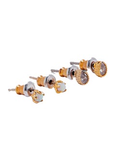 ORELIA LONDON 2 Pack Opal & Crystal Stud Earrings  - Image 2