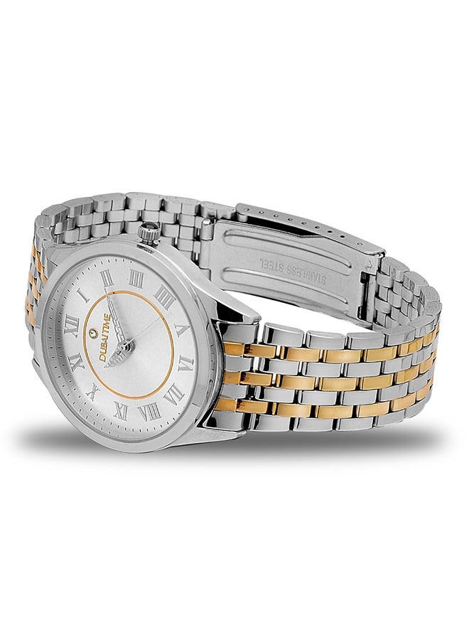 Dubai Time Men's Classic Analog Wrist Watch B2-FT0070007SVR - 38 mm - Silver/Gold - Image 3