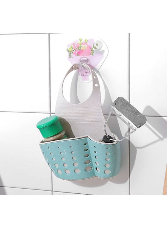 Double-Layer Adjustable Snap-On Sink Storage Bag Green/Beige 14.5x5.7x24.5cm