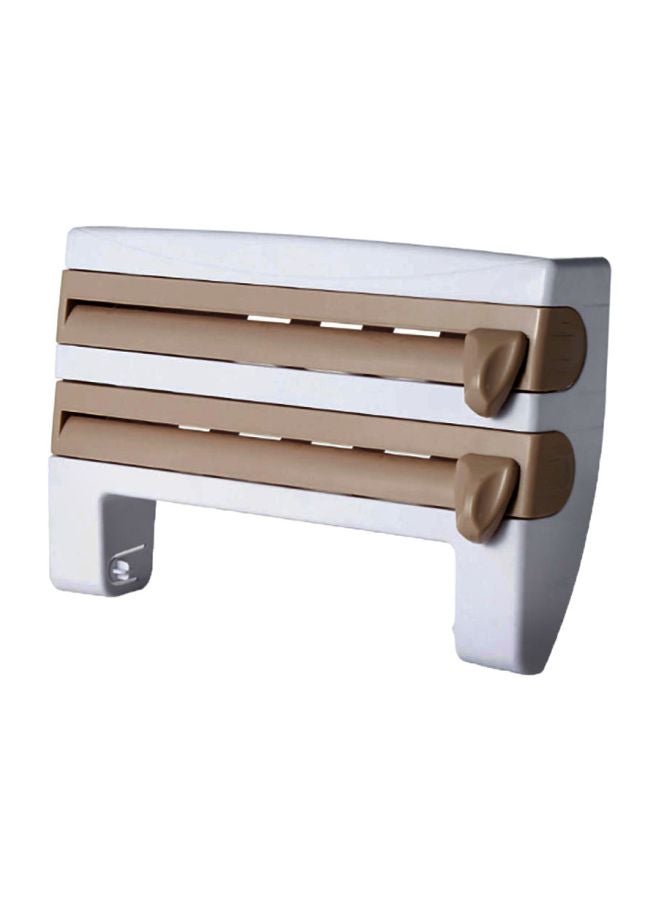 SAPU Wall-Mounted Kitchen Cling Film Storage Rack White/Brown 39x10x24cm - Image 1