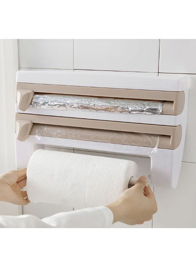 SAPU Wall-Mounted Kitchen Cling Film Storage Rack White/Brown 39x10x24cm - Image 2