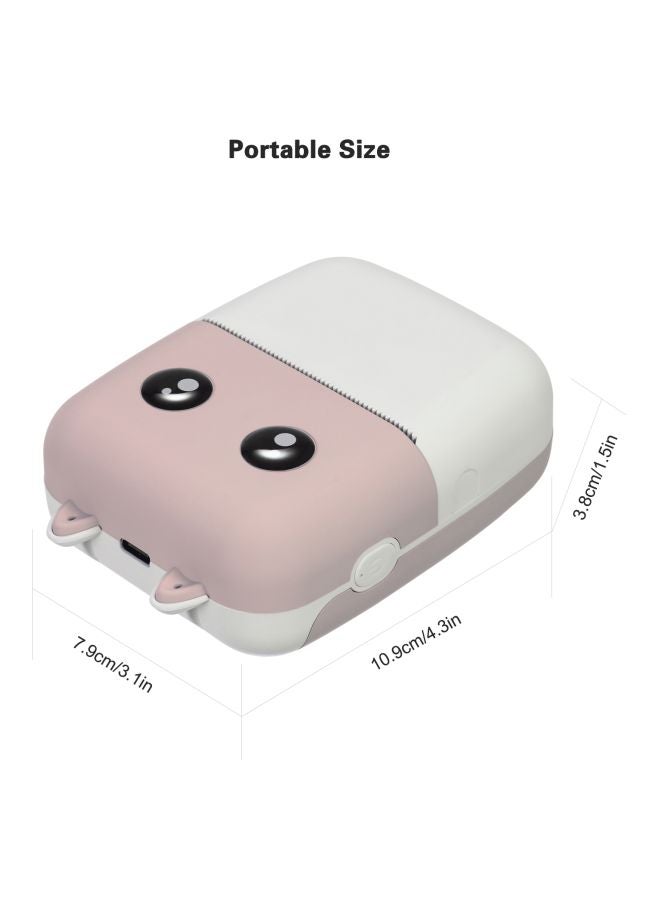 Aibecy - Wireless Pocket Printer With Printing Paper Roll And Charging Cable Pink/White - Image 1