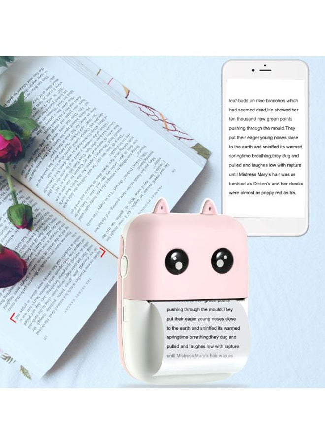 Aibecy - Wireless Pocket Printer With Printing Paper Roll And Charging Cable Pink/White - Image 1