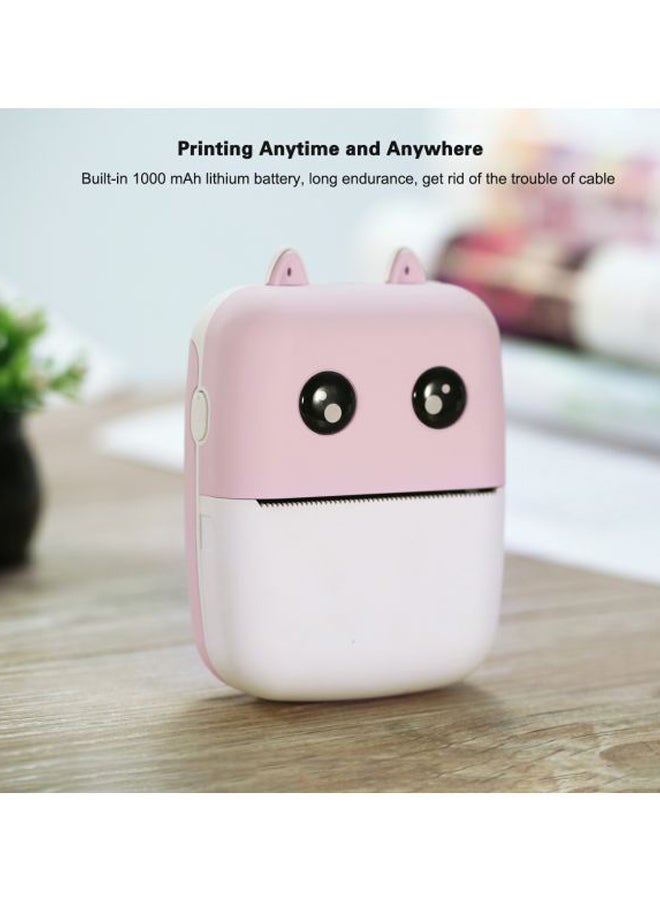 Aibecy - Wireless Pocket Printer With Printing Paper Roll And Charging Cable Pink/White - Image 1
