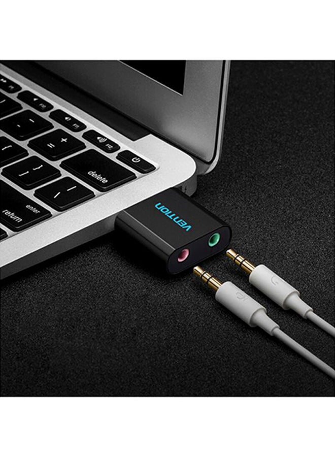 فينشن محول بطاقة صوت من USB إلى سماعة أذن/ ميكروفون أسود  - Image 4