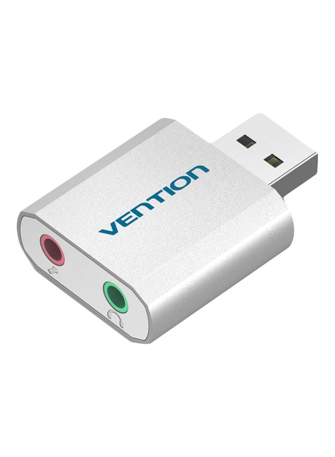 VENTION USB To Earphone/Mic Sound Card Silver - Image 1