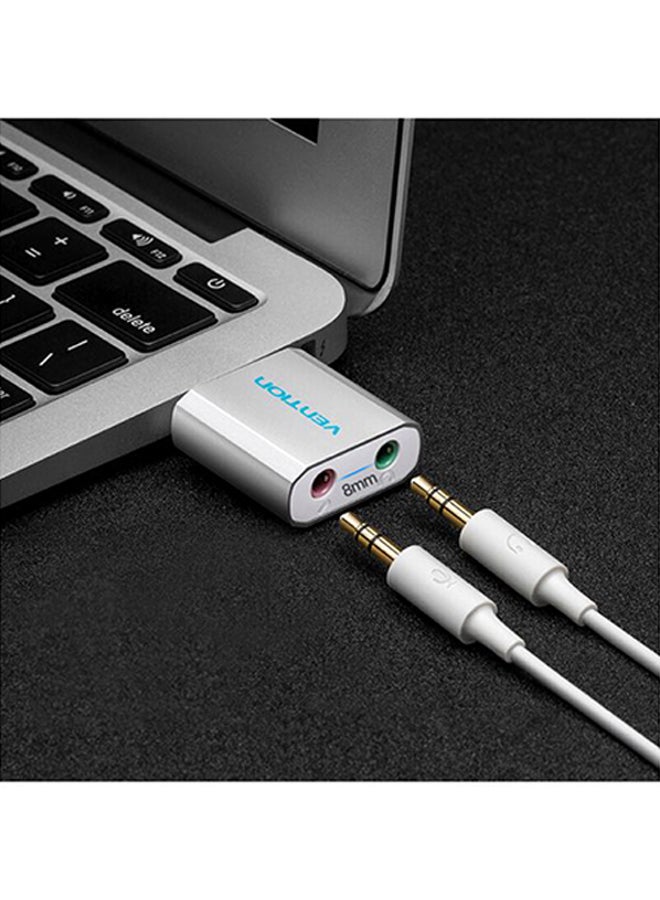 VENTION USB To Earphone/Mic Sound Card Silver - Image 4