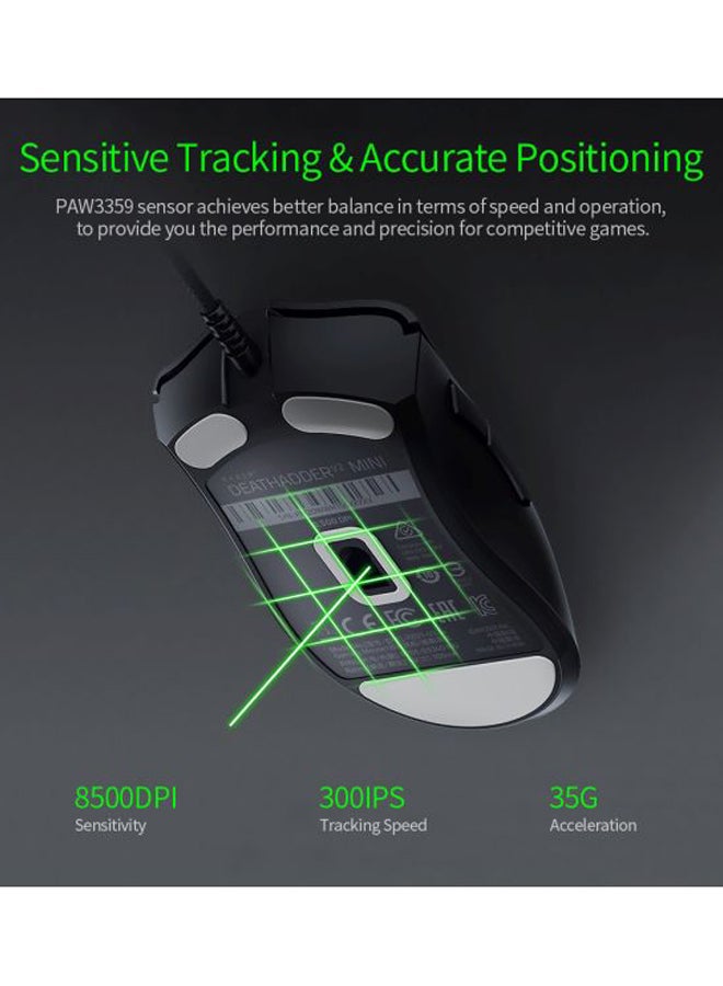 RAZER - Razer Deathadder V2 Mini With Mouse Grip Tapes Gaming Mouse, 20K Dpi Optical Sensor Switch, Chroma Rgb Lighting, 8 Programmable Buttons - Black - Image 1
