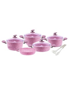 11-Piece Granite Cookware Set Pink/Clear