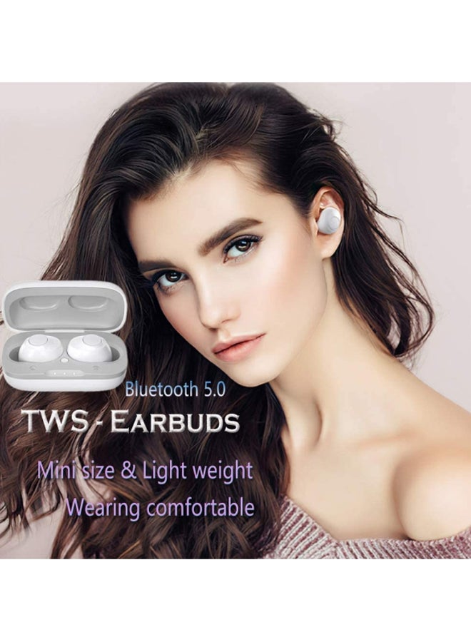 دبليو كيه سماعة أذن داخلية TWS تعمل بالبلوتوث مع علبة شحن أبيض/رمادي - Image 3