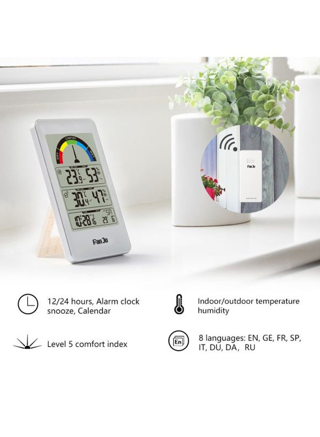 فان جو - مسجل حرارة ورطوبة رقمي مع جهاز استشعار لاسلكي أبيض Digital Hygro Thermograph (2x8x13.5 cm), Sensor (9x2.3x4 cm) - Image 1