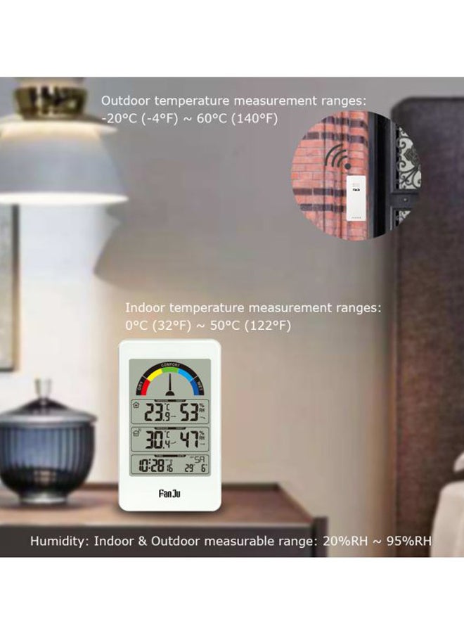 فان جو - مسجل حرارة ورطوبة رقمي مع جهاز استشعار لاسلكي أبيض Digital Hygro Thermograph (2x8x13.5 cm), Sensor (9x2.3x4 cm) - Image 1
