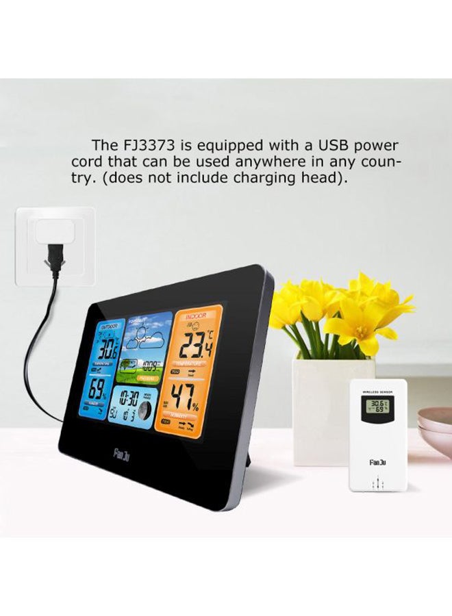 FanJu - Digital Hygro Thermograph With Wireless Sensor Black 17.50x7.00x13.80cm - Image 1