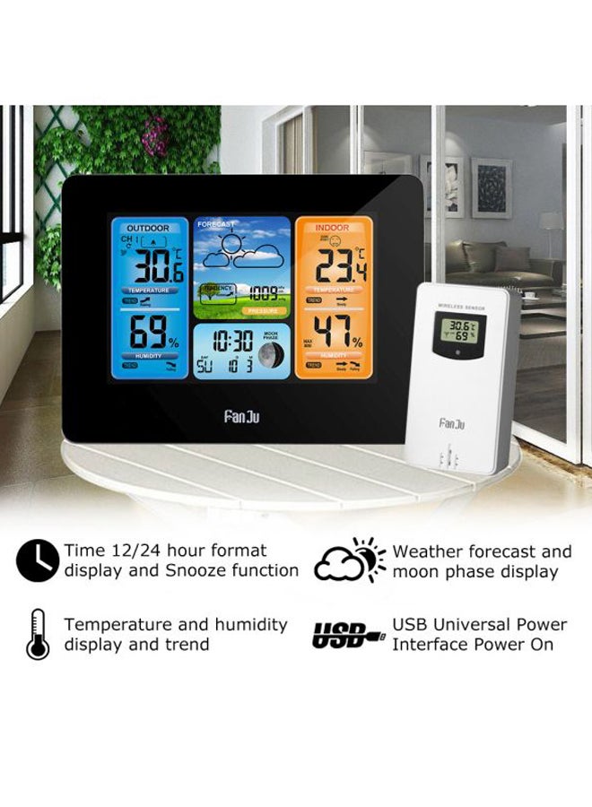 FanJu - Digital Hygro Thermograph With Wireless Sensor Black 17.50x7.00x13.80cm - Image 1
