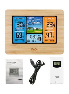 Digital Hygro Thermograph With Wireless Sensor Wood 17.50x7.00x13.80cm