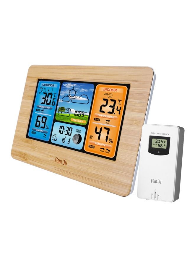 FanJu - Digital Hygro Thermograph With Wireless Sensor Wood 17.50x7.00x13.80cm - Image 1
