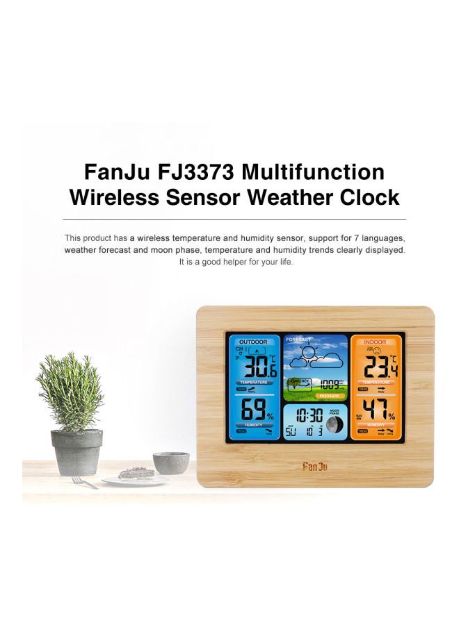 FanJu - Digital Hygro Thermograph With Wireless Sensor Wood 17.50x7.00x13.80cm - Image 1