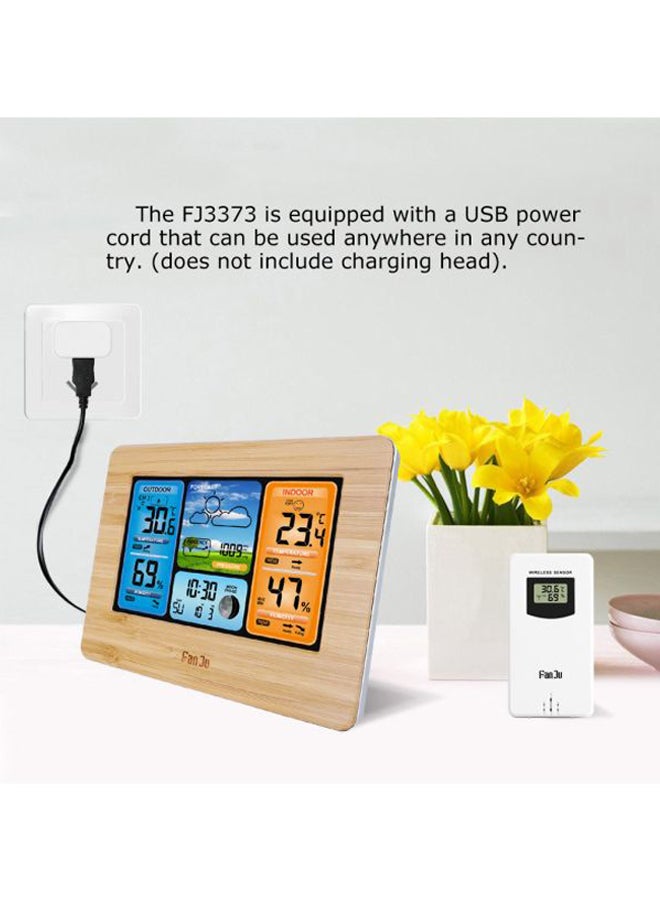 FanJu - Digital Hygro Thermograph With Wireless Sensor Wood 17.50x7.00x13.80cm - Image 1