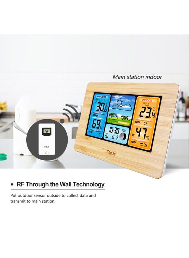 FanJu - Digital Hygro Thermograph With Wireless Sensor Wood 17.50x7.00x13.80cm - Image 1