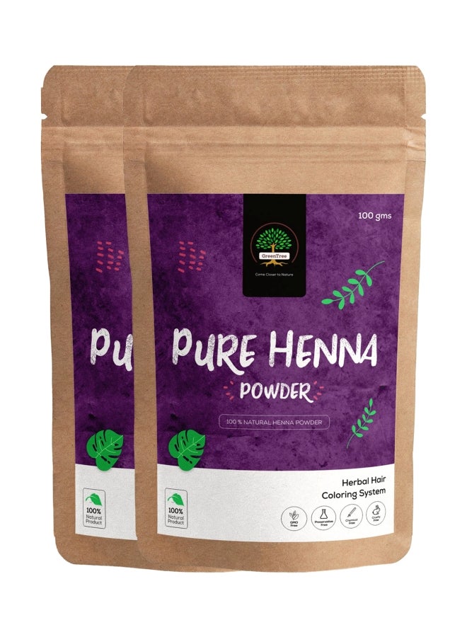 مجموعة من عبوتين مسحوق تلوين الشعر بخلاصة الأعشاب حناء 2x100جرام