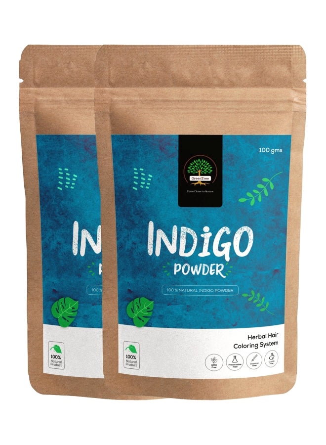مجموعة من عبوتين لمسحوق تلوين الشعر بخلاصة الأعشاب إنديجو 2x100جرام
