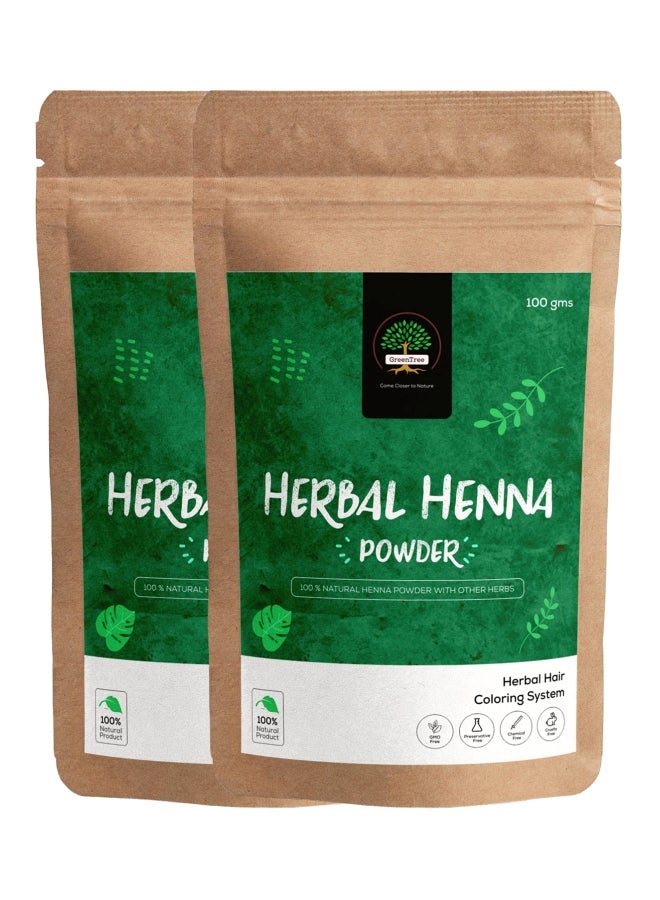 Pack Of 2 Herbal Hair Colour Powder Henna 2x100grams